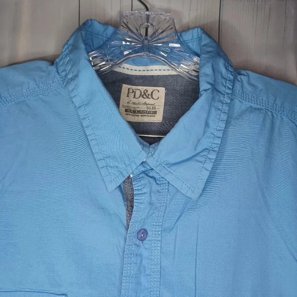 PD&C men's 100% cotton casual button-down shirt - Picture 2 of 13